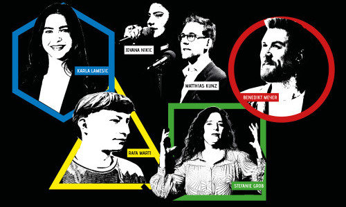 Slam-OLYMP Mit Stefanie Grob, Karla Lamesic, Rafa Marti und Benedikt Meyer. Moderation Jovana Nikic & Matthias Kunz.